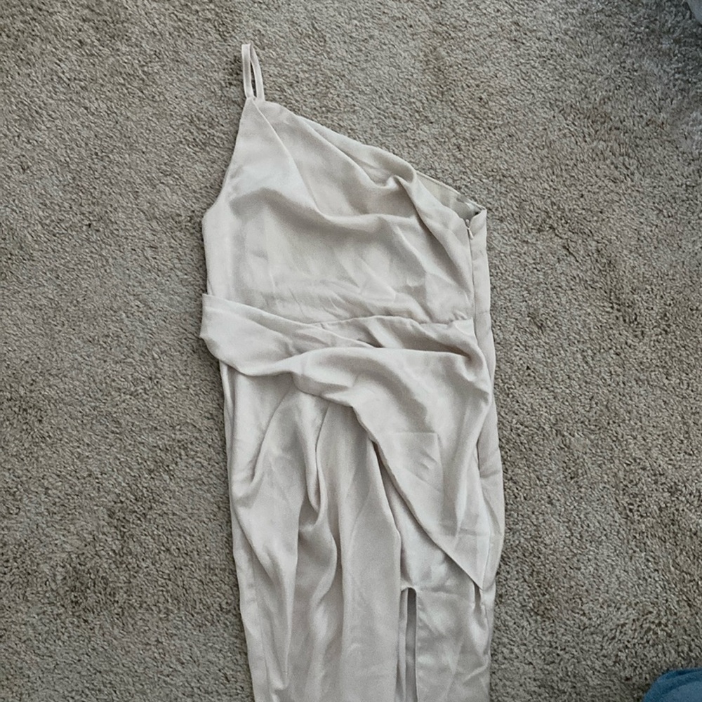 ASOS one shoulder cream satin dress